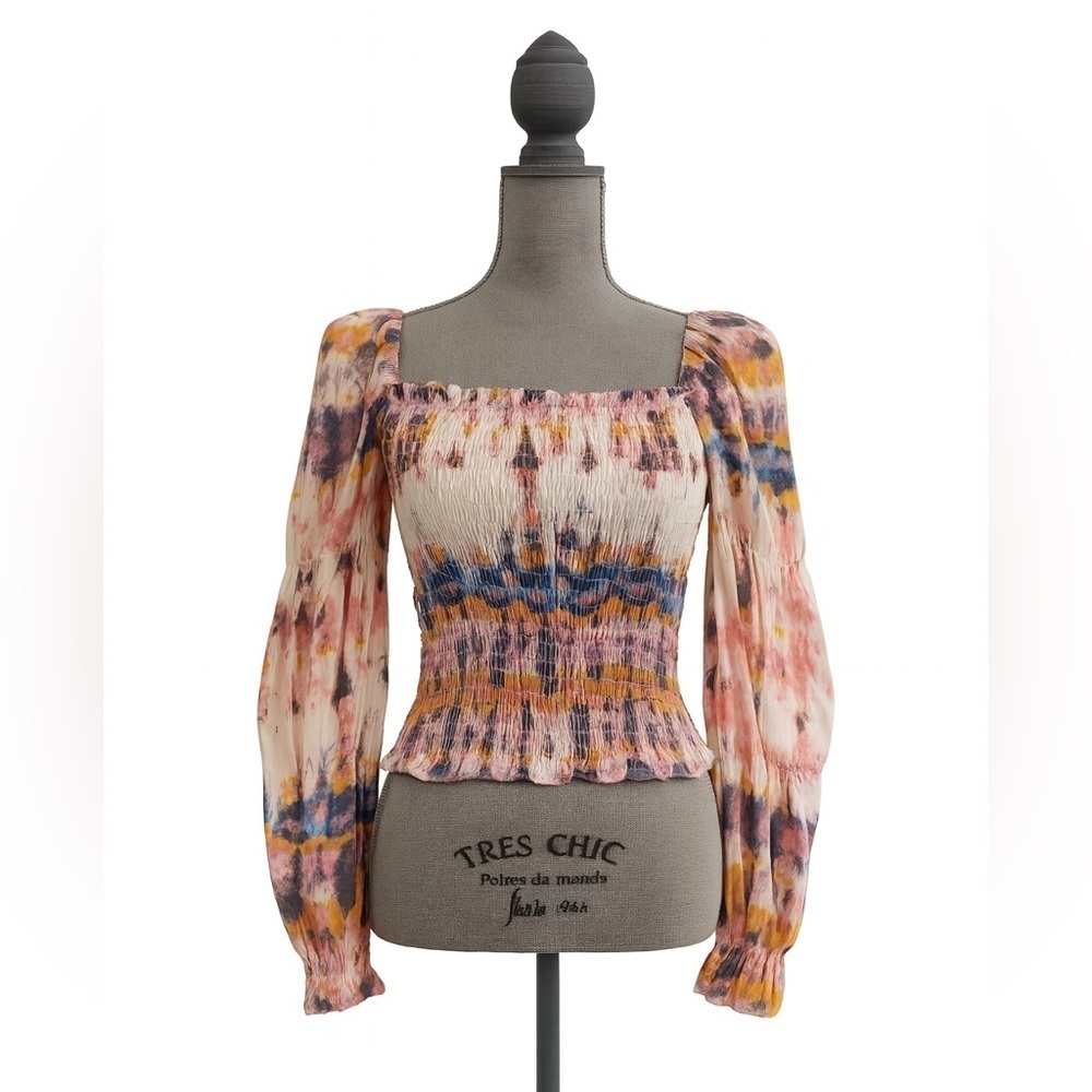 Abound Multi-Color Smocked Peasant Top, Size S